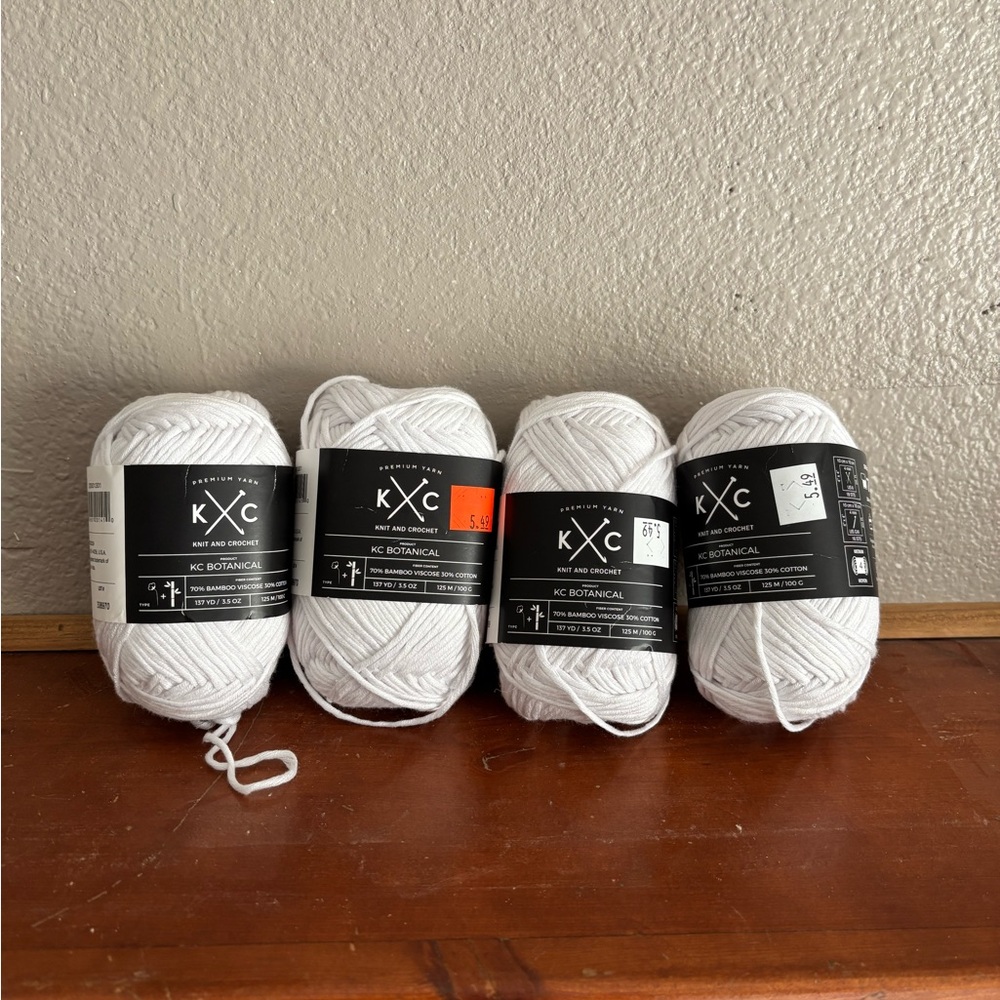 4 NEW KC Botanical White Yarn